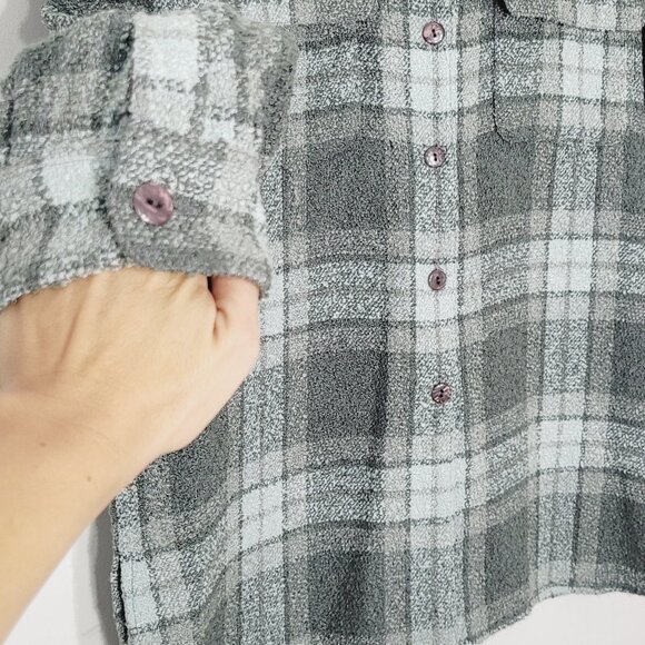 TanJay Women's Green Casual Plaid Flannel Collared Long Sleeve Button Shirt 12 - Picture 4 of 15